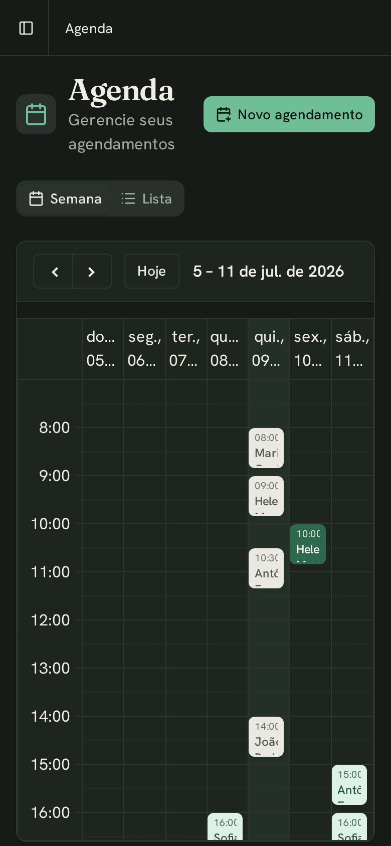Agenda da Crisálida no celular