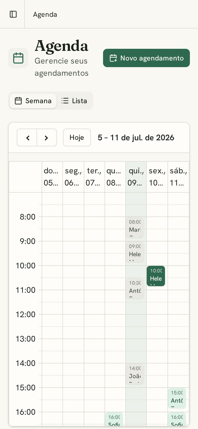 Agenda da Crisálida no celular